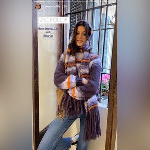 Out of stock maje Paris purple and orange scarf, NEVER WORN TAG STILL ATTACHED